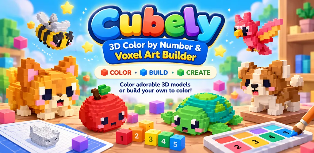 Cubely voxel animals and shapes